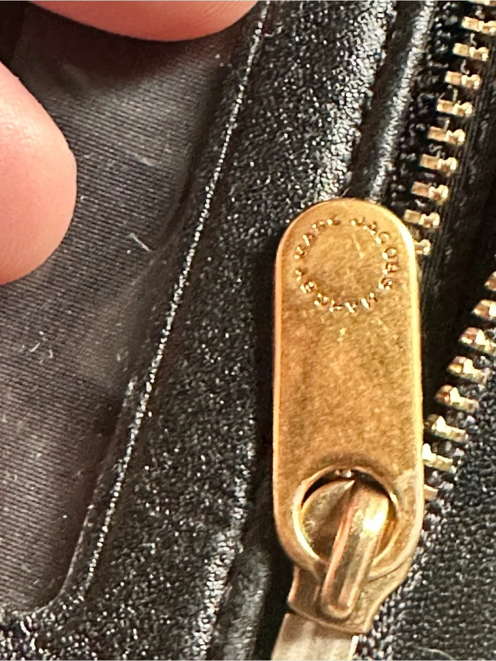 Marc Jacobs Black Leather Wristlet with Gold Zip Pull